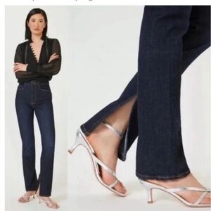 Pilcro The Split High Rise Straight Leg Jeans in Dark Wash Size 24